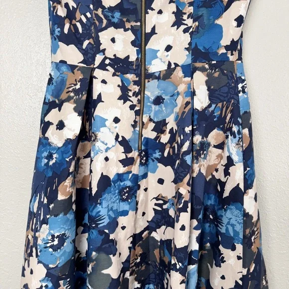 Kate Spade blue Autumn floral scoop neck fit and flare sleeveless dress 6 - Picture 7 of 10